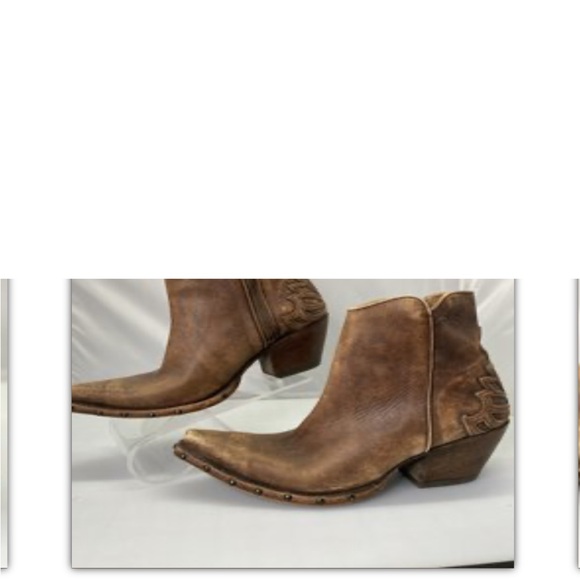 Ariat Fenix Western Flame Stitch Brown Leather Ankle Boots with X Toe. size 9B - Picture 2 of 2